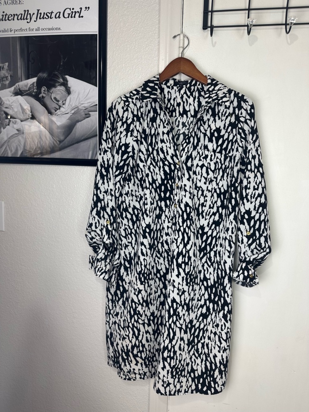 The Limited Black and White Abstract Shirt Dress